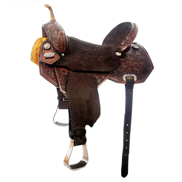 Flex Tree Western Horse Saddle In American Leather Barrel Trail By Hilason